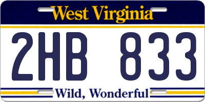 WV license plate 2HB833