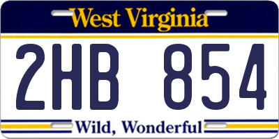 WV license plate 2HB854