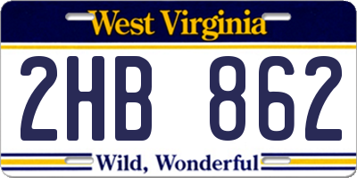 WV license plate 2HB862