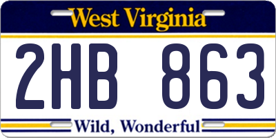 WV license plate 2HB863