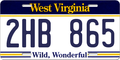 WV license plate 2HB865