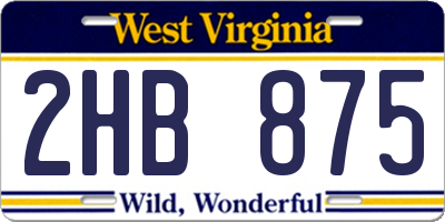 WV license plate 2HB875
