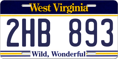 WV license plate 2HB893