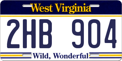 WV license plate 2HB904
