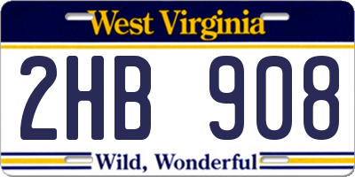 WV license plate 2HB908