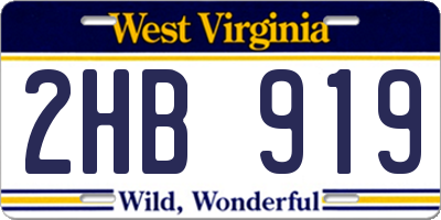 WV license plate 2HB919