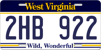 WV license plate 2HB922