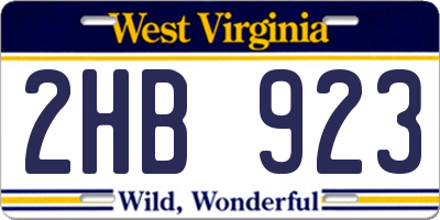 WV license plate 2HB923