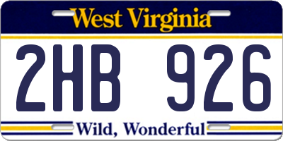 WV license plate 2HB926