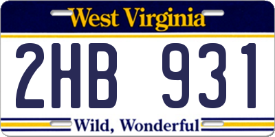 WV license plate 2HB931