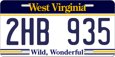 WV license plate 2HB935