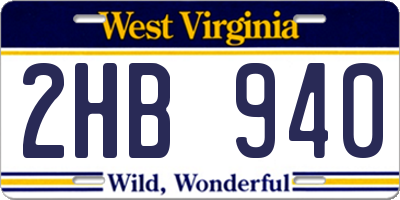 WV license plate 2HB940