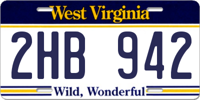 WV license plate 2HB942
