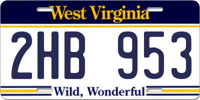 WV license plate 2HB953