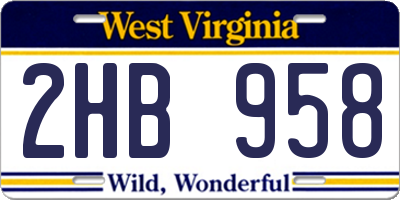 WV license plate 2HB958