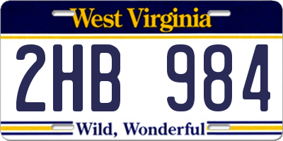 WV license plate 2HB984
