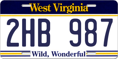 WV license plate 2HB987