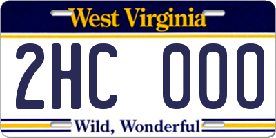 WV license plate 2HC000