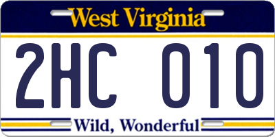 WV license plate 2HC010