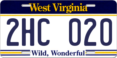 WV license plate 2HC020