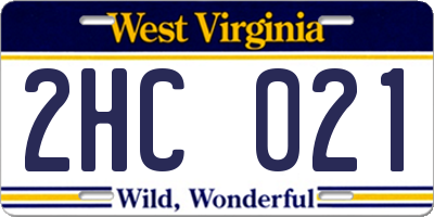 WV license plate 2HC021