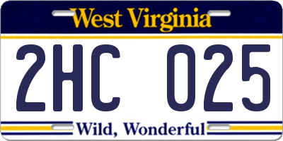 WV license plate 2HC025