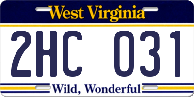 WV license plate 2HC031