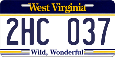 WV license plate 2HC037
