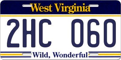 WV license plate 2HC060