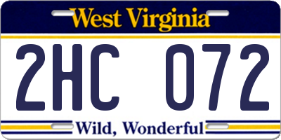 WV license plate 2HC072