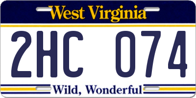 WV license plate 2HC074