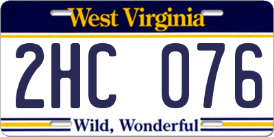 WV license plate 2HC076