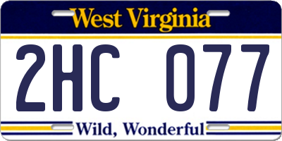 WV license plate 2HC077