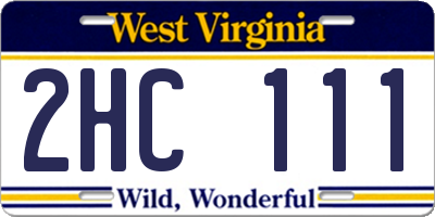 WV license plate 2HC111