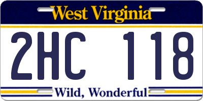 WV license plate 2HC118