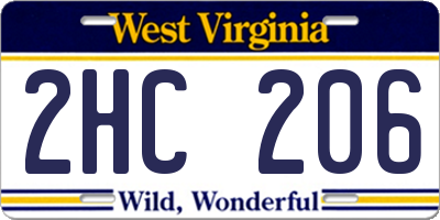WV license plate 2HC206
