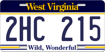 WV license plate 2HC215
