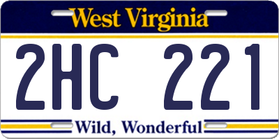 WV license plate 2HC221