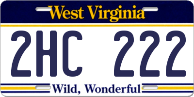 WV license plate 2HC222
