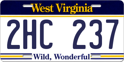 WV license plate 2HC237