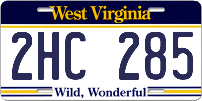 WV license plate 2HC285