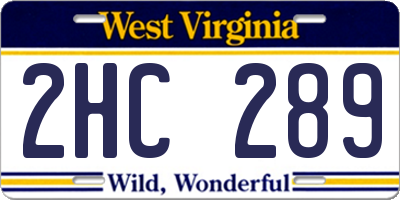 WV license plate 2HC289