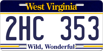 WV license plate 2HC353