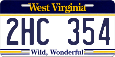 WV license plate 2HC354