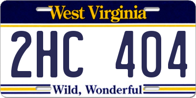 WV license plate 2HC404