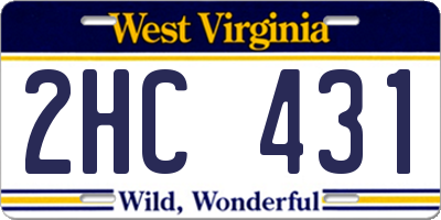 WV license plate 2HC431