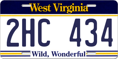 WV license plate 2HC434