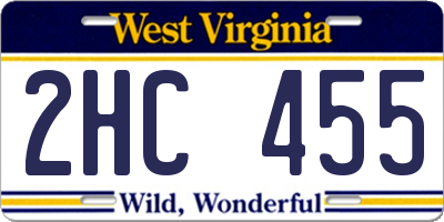 WV license plate 2HC455