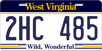 WV license plate 2HC485