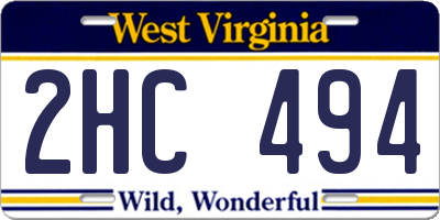 WV license plate 2HC494